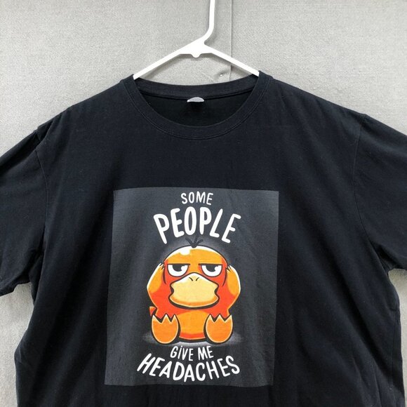 Pokemon Psyduck Retro Graphic Tee Womens XL Black Crew Neck T-Shirt Y2K - Picture 3 of 8